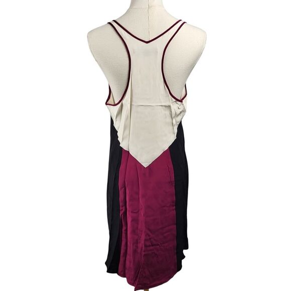 New Jay Godfrey Size 8 All Silk Color Block Dress Deep V-Neck Racerback USA - Picture 6 of 13